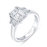 Uneek Signature Collection Three-Stone Emerald Cut Diamond Engagement Ring