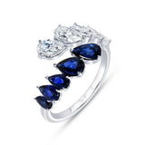 Uneek Precious Collection Bypass Pear Shaped Blue Sapphire Fashion Ring