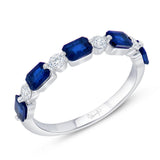 Uneek Precious Collection 1-Row Emerald Cut Blue Sapphire Fashion Ring