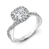 Uneek Cushion-Shaped Diamond Halo Engagement Ring with Infinity-Style Crisscross Shank