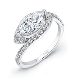 Uneek East-West Marquise Diamond Bypass Engagement Ring with Halo