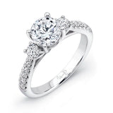 Uneek Best of the Best Collection Three-Stone Round Engagement Ring
