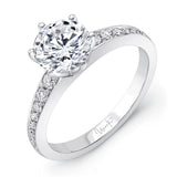 Uneek Round Diamond Engagement Ring with Tapered Shank and Graduated Channel-Set Diamonds