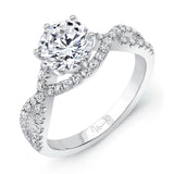Uneek Round Diamond Engagement Ring with Undulating Crisscross Upper Shank