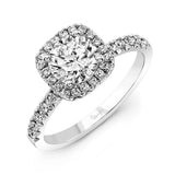 Uneek Round-Diamond-on-Cushion-Halo French Cut Engagement Ring