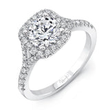 Uneek Round Diamond Engagement Ring with Cushion-Shaped Halo