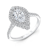 Uneek Petals Collection Double-Halo Pear Shaped Engagement Ring