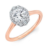 Uneek Round Diamond Engagement Ring with Oval-Illusion Halo
