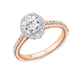 Uneek Petals Collection Halo Round Engagement Ring