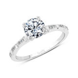 Uneek Us Collection Round Diamond Engagement Ring with Baguette-Illusion Round Diamond Cluster Accents