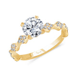 Uneek Us Collection Round Diamond Engagement Ring with Diamond-Shaped Cluster Accents