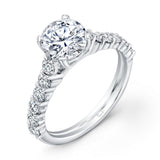 Uneek Round Diamond Engagement Ring with XS Melee Diamonds Shared-Prong Set on Upper Shank