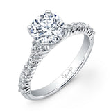 Uneek Round Diamond Engagement Ring with XXS Melee Diamonds Shared-Prong Set on Upper Shank