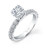 Uneek Classic Round Diamond Engagement Ring with U-Pave Upper Shank