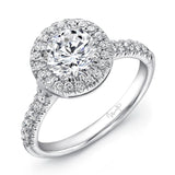 Uneek Classic Round Diamond Halo Engagement Ring with U-Pave Upper Shank